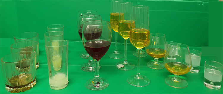Les verres proposés dans l''atelier dose alcool - Prev2r