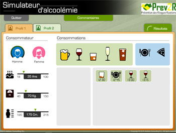 Simulateur d'alcoolémie Alcovista Prev2r