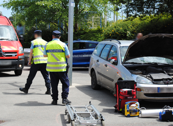 Simulation d'un accident lors d'une action de prévention