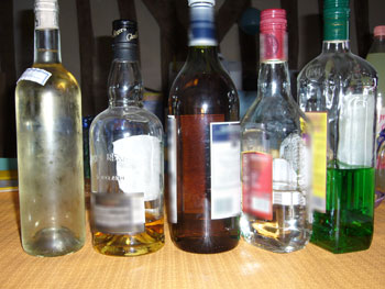 Les bouteilles d'alcool 