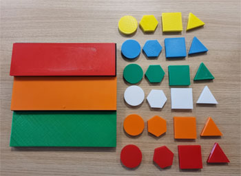 Les 4 formes et les  6 couleurs  du test multi tâches de sensibilisation sur la distractoin cognitive - Prev2r - reproduction interdite