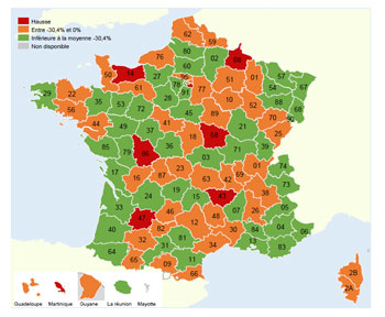 la carte des invalidations du permis de conduire probatoire en 2020