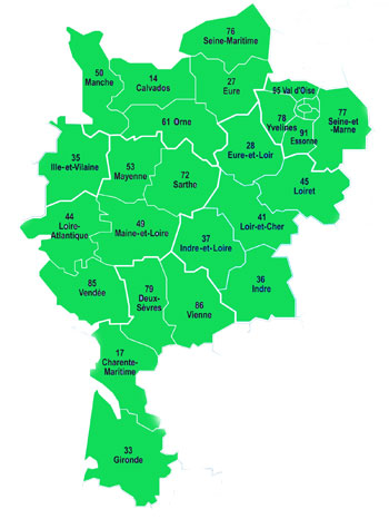 La zone d'intervention pour les actions de prévention Prev2r 