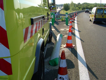 Balisage d'un accident sur l'autoroute 