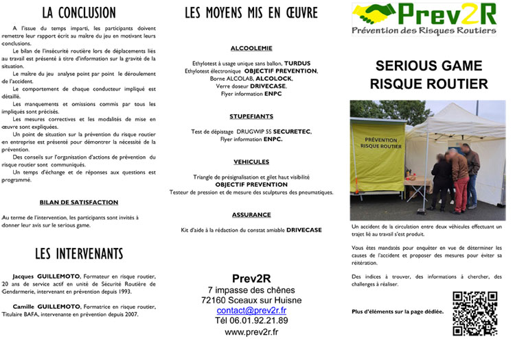 Flyer de présentation Serious Game - Prev2r