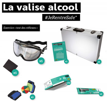 valise alcool dose bar DRIVECASE mise en oeuvre par Prev2r lors d'actions de prévention