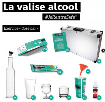 valise alcool dose bar DRIVECASE mise en oeuvre par Prev2r lors d'actions de prévention