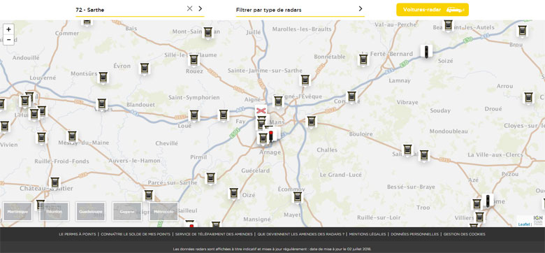 Carte des radars en France - Crédit Sécurité Routière