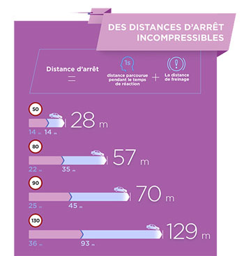 Vitesse et distance d'arrêt - Crédit Sécurité Routière